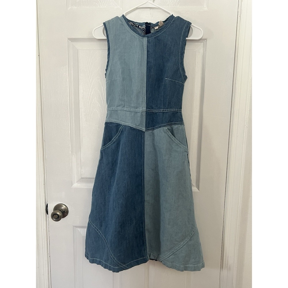 Anthropologie Holding Horses Denim Patchwork Midi Dress Womens Size 2 Sleeveless - Picture 4 of 14